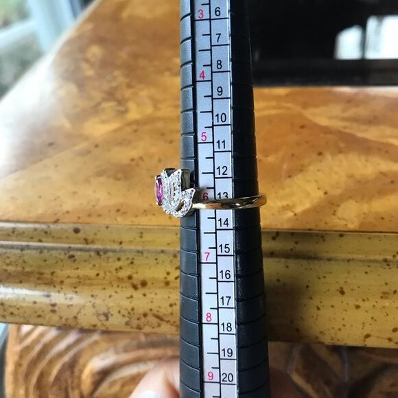 Natural Rhodolite Garnet Sterling Silver Lotus Ring Size 6 - Picture 5 of 9